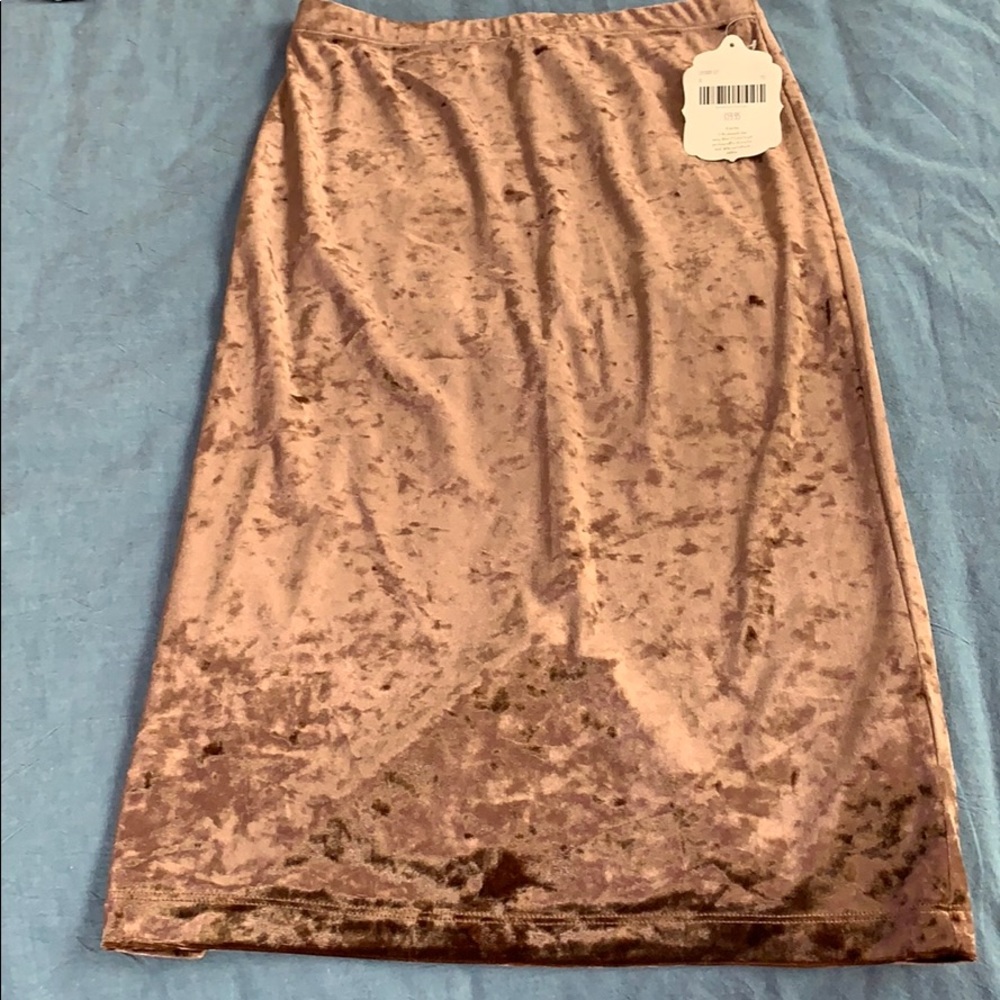 Tan Velvet Middy Skirt